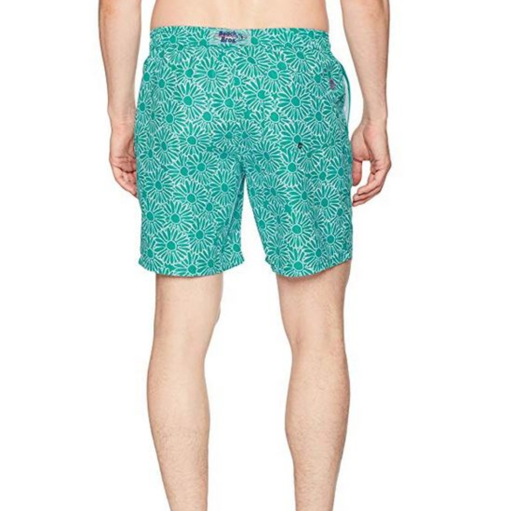 Beach Bros. Floral Aqua Swim Trunks L - Picture 2 of 2